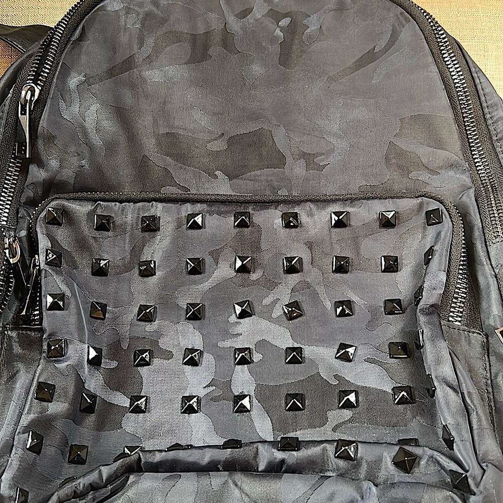Navy Camouflage Backpack w/Faceted Studs